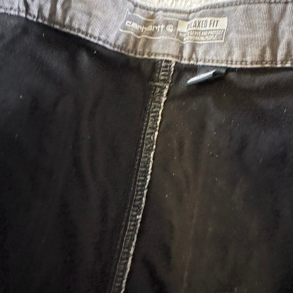 Carhartt Size 36x30 Relaxed Fit Carpenter Gray Grey Fleece Lined Chino Pants - Picture 6 of 11